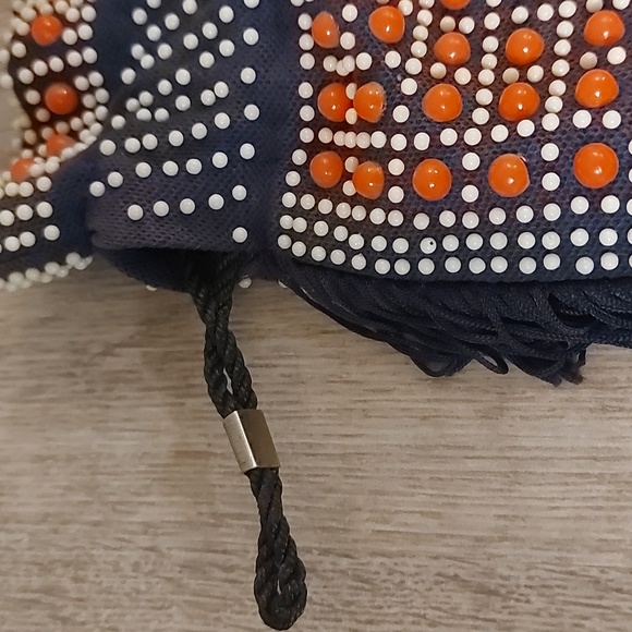 Vintage Mademoiselle Navy Red Beaded Small Bag Hand Made In Hong Kong. - Picture 4 of 10